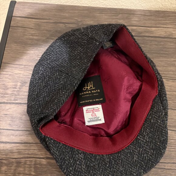 Hanna Hats Donegal 1924 Flat Cap Small Dark Grey Irish Tweed 100% Wool Lined - Picture 2 of 4